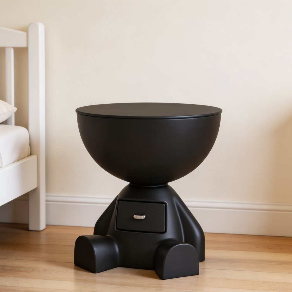 Adorable Cartoon Side Table with Removable Bandana Hidden Storage