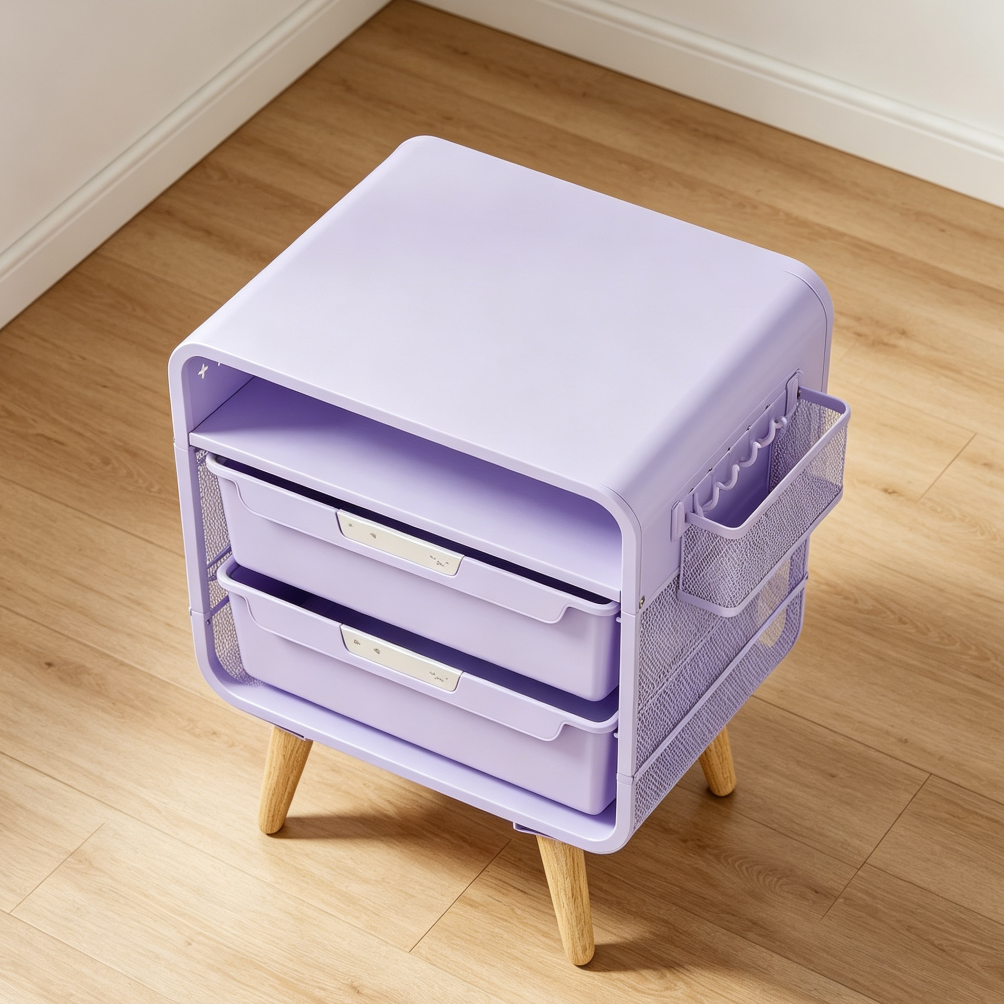 Purple Kids Nightstand with Storage Drawer